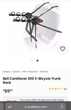 Bell Cantilever 300 3 Bicycle Trunk Rack for Sale in Cumming GA