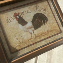 Framed Picture Of A Rooster 