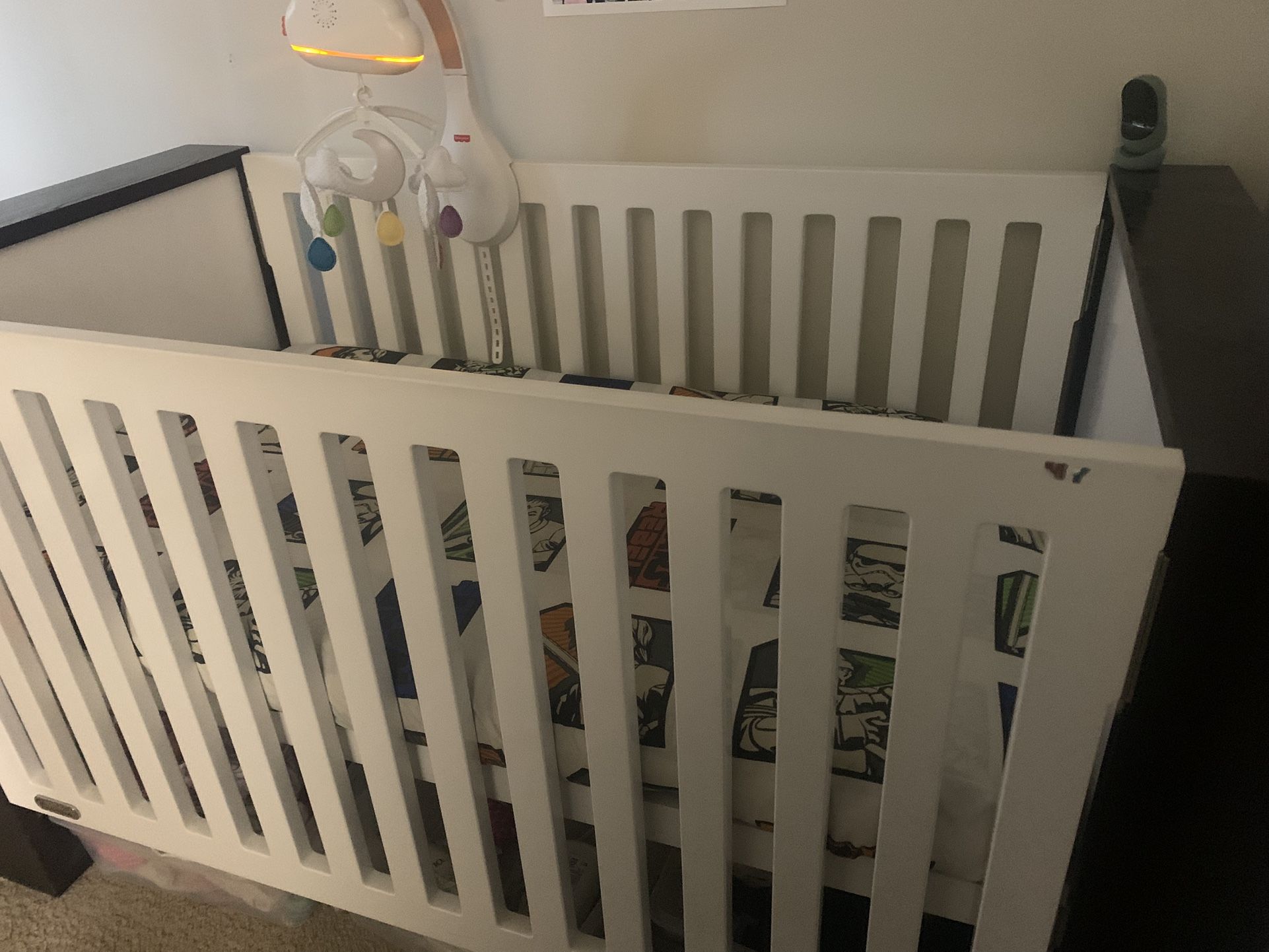 Solid Wood Baby Crib 3 Level Base