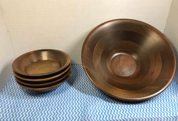 Vintage Vermillion real walnut salad/snack bowls