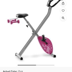 Foldable Stationary Exercise Bike - Pink 