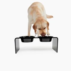 New Hiddin Smoke Acrylic (Black Dishes) Double Dog Bowl Feeder MSRP $179