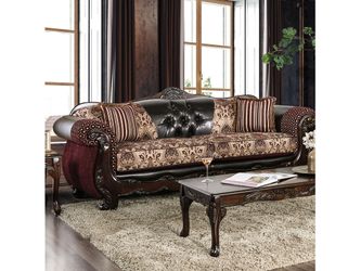 Quirino Burgundy/Dark Brown Sofa