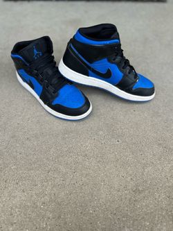 Jordan 1 Mid Black/Royal Blue Youth Size 7Y- $50