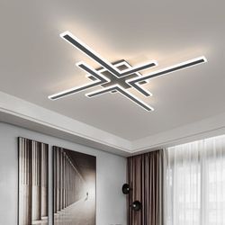Modern Sputnik Flush Mount Ceiling Light Fixture 34.25Inches LED Dimmable Ceiling Light with Remote Control 3 Color 64W Golden Chandelier for Kitchen 