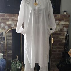Men's Kurta White Solid With Pants
