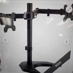 VIVO STAND-V002F Dual LED LCD Monitor FreeStanding Desk Stand for 2 Screens up to 27 Inch Heavy-Duty Fully Adjustable Arms with Max VESA 100x100mm NEW