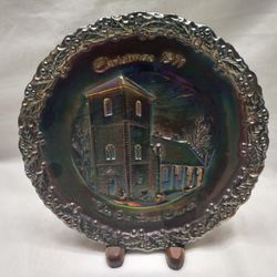Antique Fenton Art Glass Christmas Plates 1970 -71