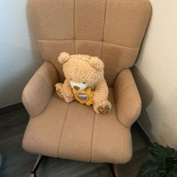 Rocking Chair, Teddy Upholstered, Soft Fabric, Modern Accent Chair For Living Room And Bedroom