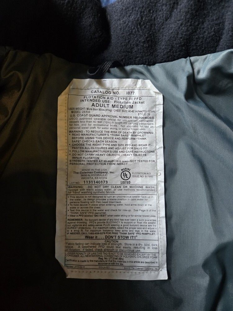 Sterns Coat/ Life Jacket