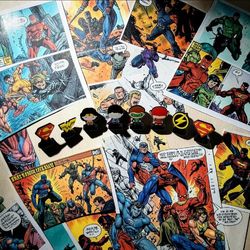 Lot #6 CircleK ExclusiveDC Herostix Chibi Style Set Flash/Superman/Symbol Badges.
These items are DC Herostix collectibles, which were offered as a pr