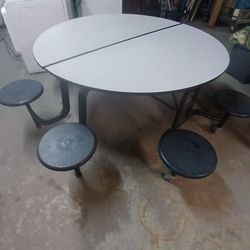Round Fold Up Table With 8 Built In Seats