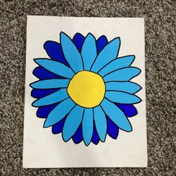 Hand Drawn And Hand Colored Flower