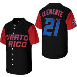 4.4  16 #21 Roberto Clemente Puerto Rico World Game Classic Mens Baseball Jersey Stitched