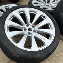 4x SILVER 2024 Tesla Model X Plaid Wheels 265/35/22 & 285/35/22 Pirelli 40% OEM
