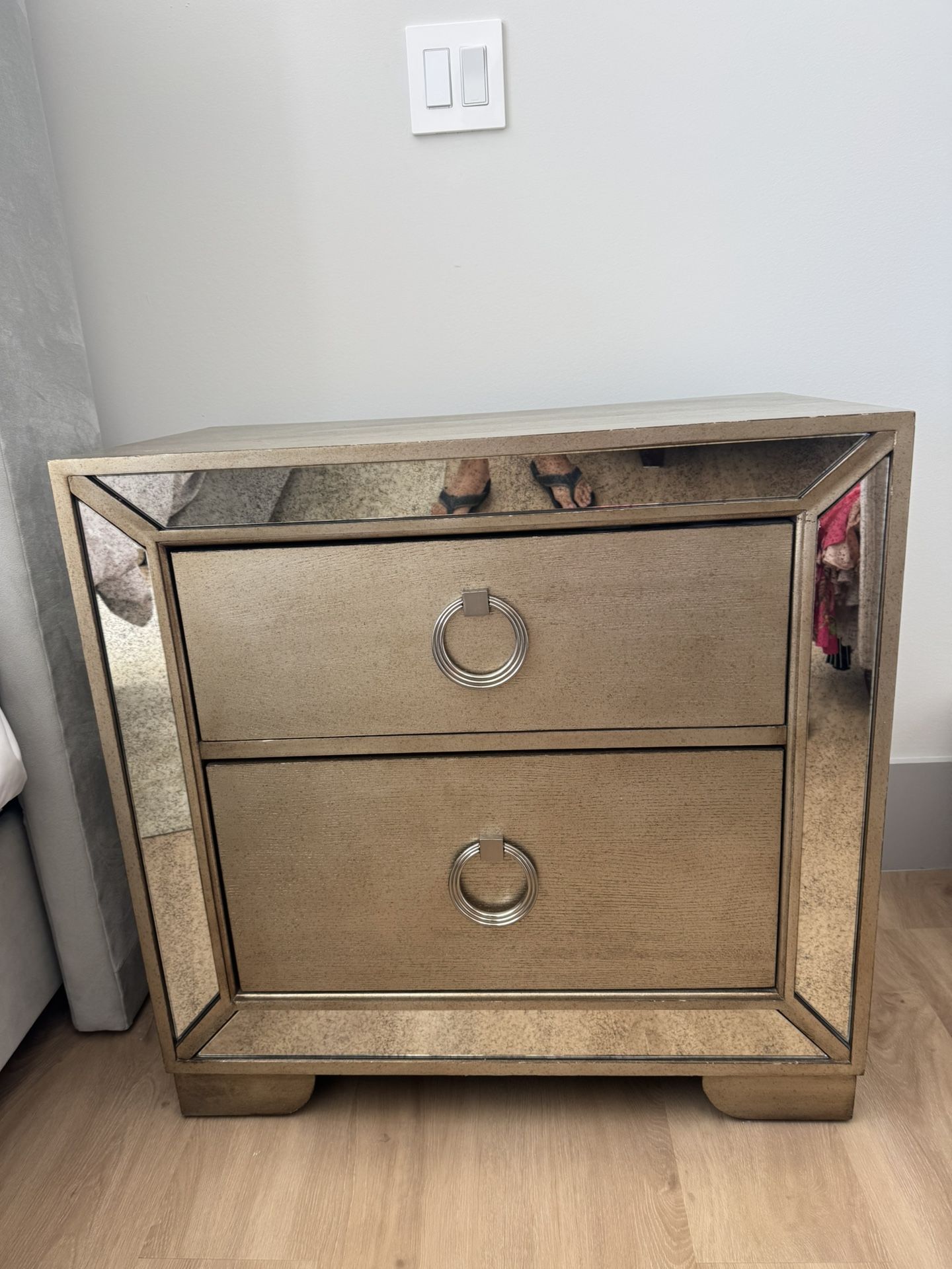 2 ZGallerie Ava mirrored Two Drawer Modern Nightstand
