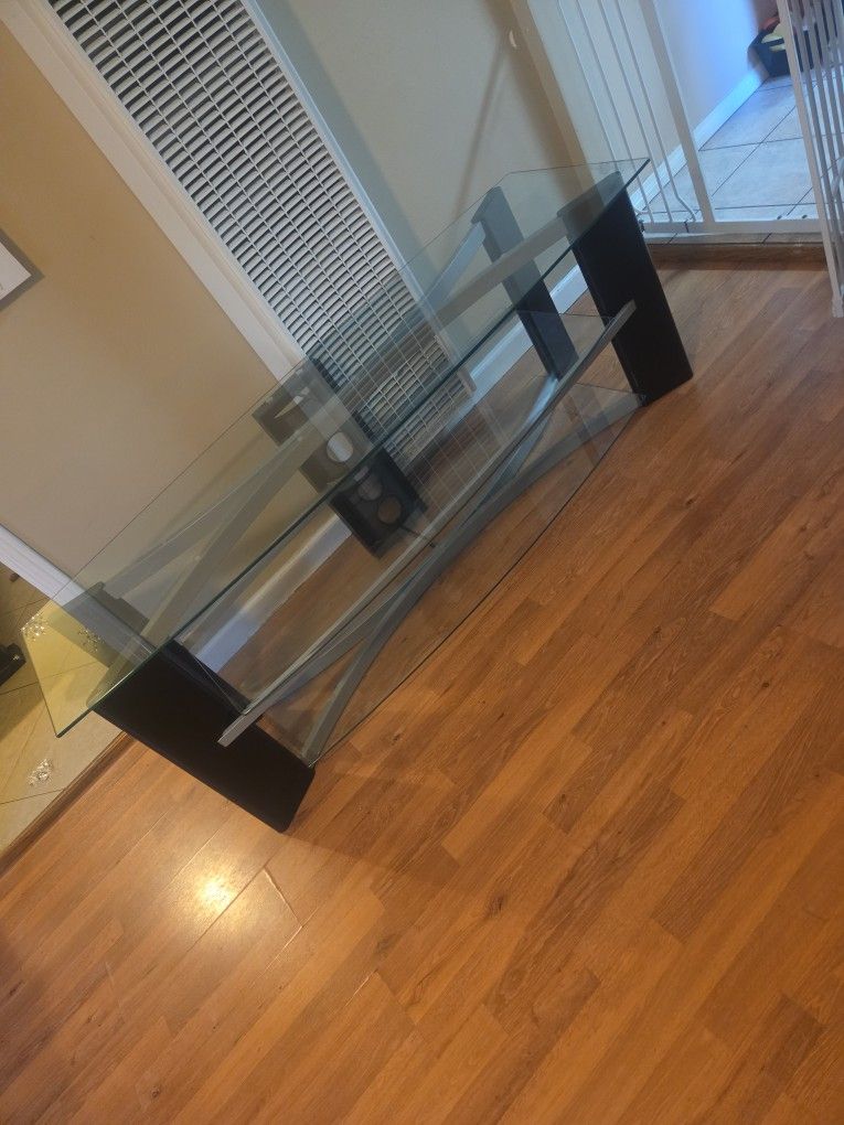 Tv Stand, 3 Glass Shelves