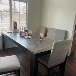 Large expandable dining table with 7 chairs set