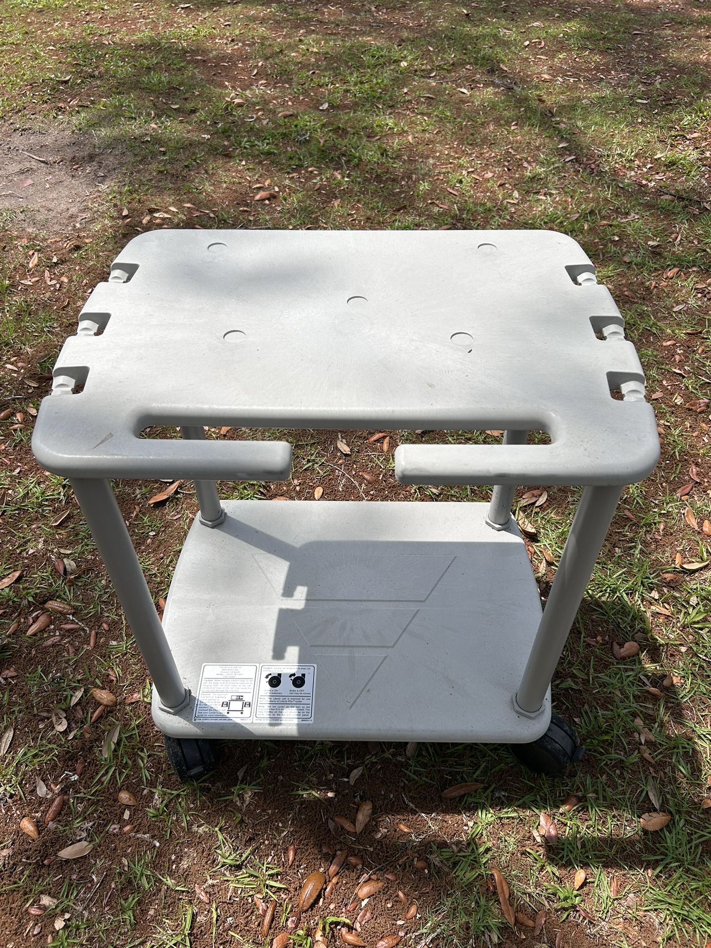 Fresenius Polyvinyl Rolling 2 Tier Medical Cart With Locking Wheels, Model Liberty Cart, 27.5" x 25"