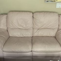 Faux Leather Reclining Loveseat (powder pink)