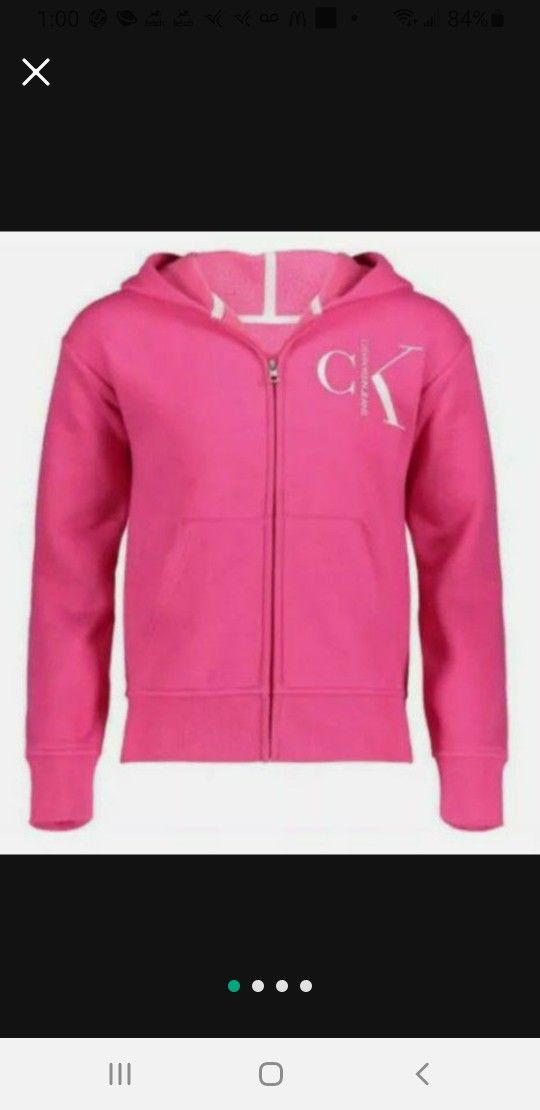 Calvin Klein Youth Full Zip Hoodie Pink 