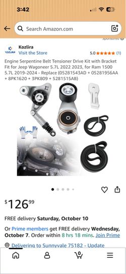 Engine serpentine belt tensioner drive kit for Jeep Wagoneer 5.7L & Ram
