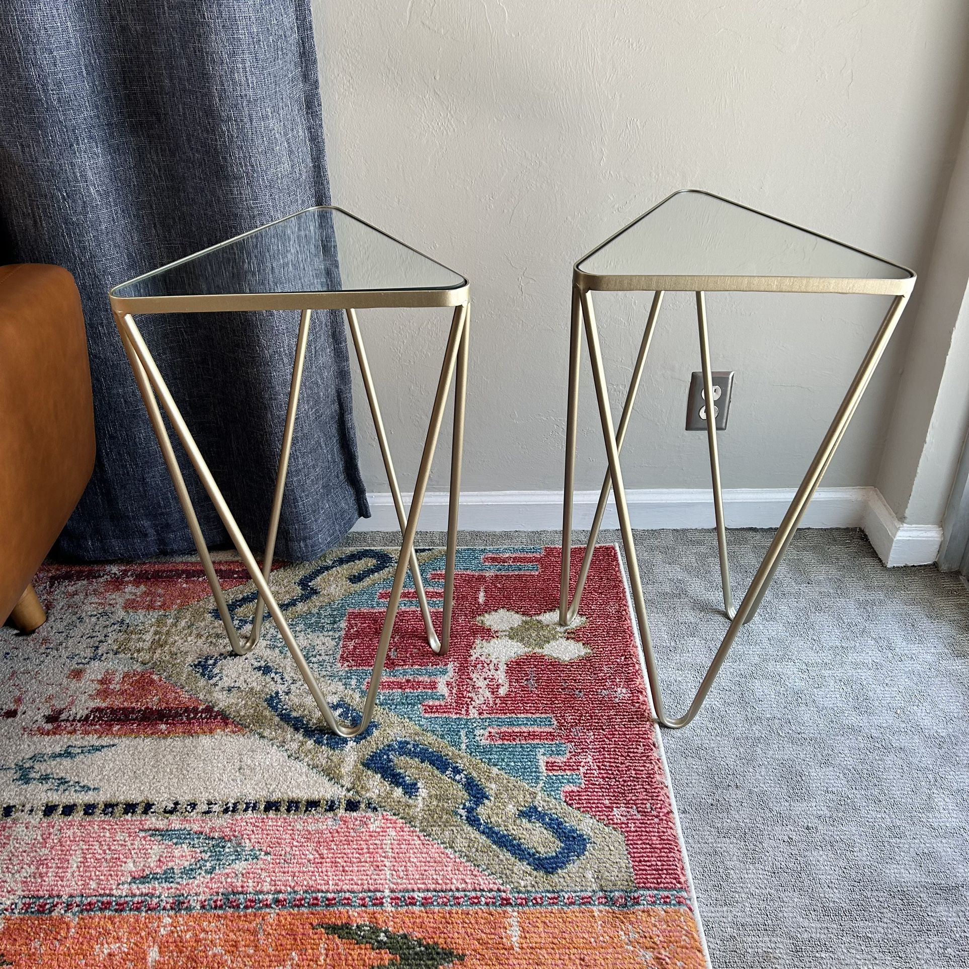 Set of 2 Gold Metal and Glass/Mirror Side Tables in Good/Used Condition — $50 OBO