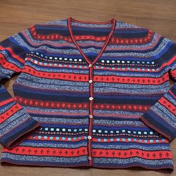 Vintage Striped Multicolor Cardigan Sweater