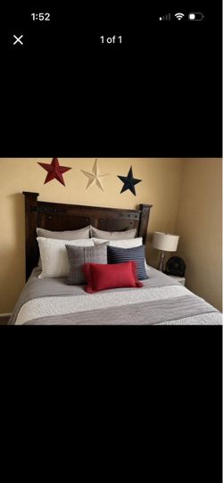 Queen headboard frame and mattress