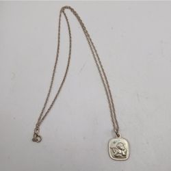 Sterling Silver Guardian Angel Pendant, 1/2 inch, Square Shape with chain