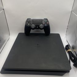 Sony PlayStation 4 Slim 1TB Console - Jet Black PS4 CUH-2115B + Controller Tested Includes Spider-Man, Miles Morales, A Lot Of Digital Games