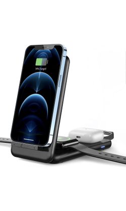 Foldable Wireless Charger, IEVEI 3 in 1 15W Wireless Charging Station Stand
