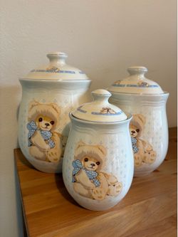 Vintage Teddy Bear Jars Set of 3