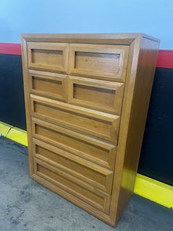 Thomasville mid-century modern style oak highboy chest dresser