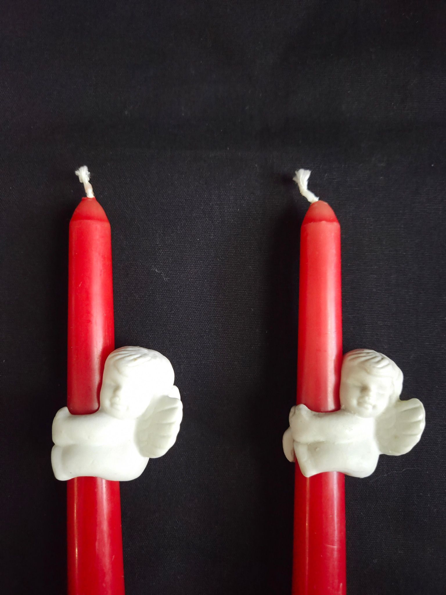 2 Vintage Victorian Cherub White Candle Hugger Ceramic 2"X1.5" Each