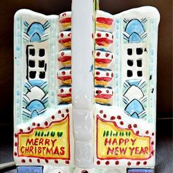 VTG Light Up Tiny Christmas Village Decoration House/Buildings Winter Snow Town