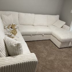 White Sectional White Barstools And Tv Stand