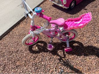 Disney Princess 12” Bike with Training Wheels & Doll Carriage