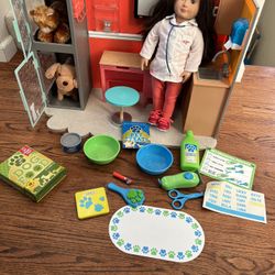 Our Generation Vet Care Center With Melissa & Doug Pet Care Accessories and Doctor Doll. Can Be Used For Any 18” Doll