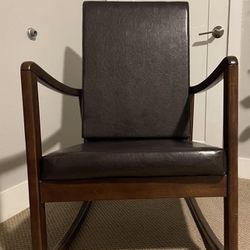 Wood Rocking Chair With New Leather Cushions