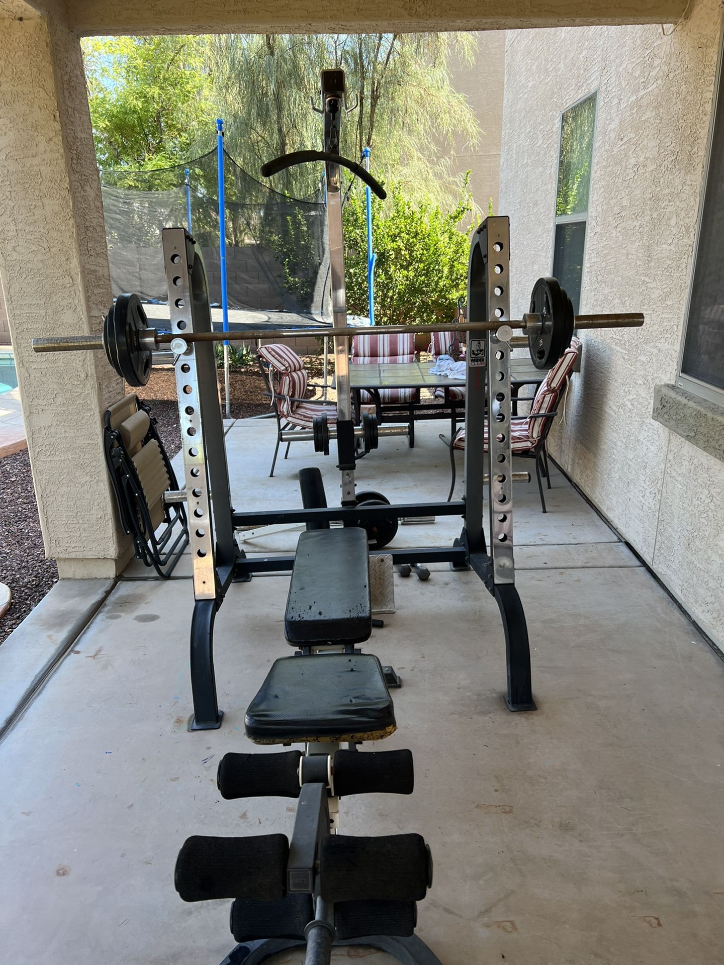 Squat Rack W/ Pulley System & Weights