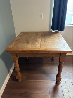 Well used wooden table