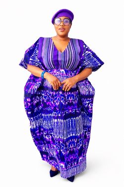 Ankara mixed with Aso Oke free gown