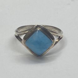 Blue Larimar Sterling Silver Ring Size 6