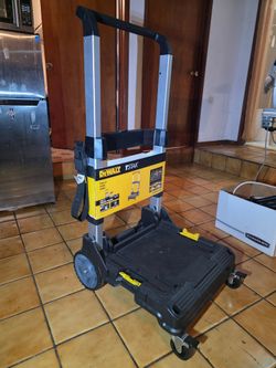 Dewalt TSTAK Compact Folding Connect Stacked Stakeable Portable Jobsite Rolling Dolly On Wheels Mobile Trolley Cart