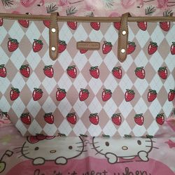 Strawberry Tote Bag Faux Leather 
