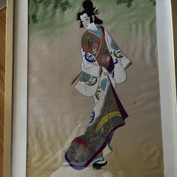 13 X 17 Vintage Japanese Silk Painting 