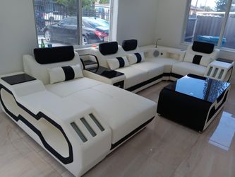 Sectional Sofa - With LED -lights And Speakers -Financing Available. Ask For Price