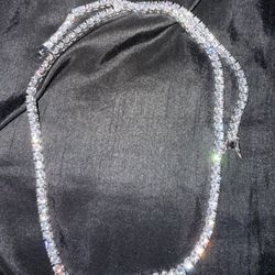 Craftd Silver Tennis Diamond Necklace 24”