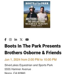 Boots In Park Tickets (4) Brothers Osborne 